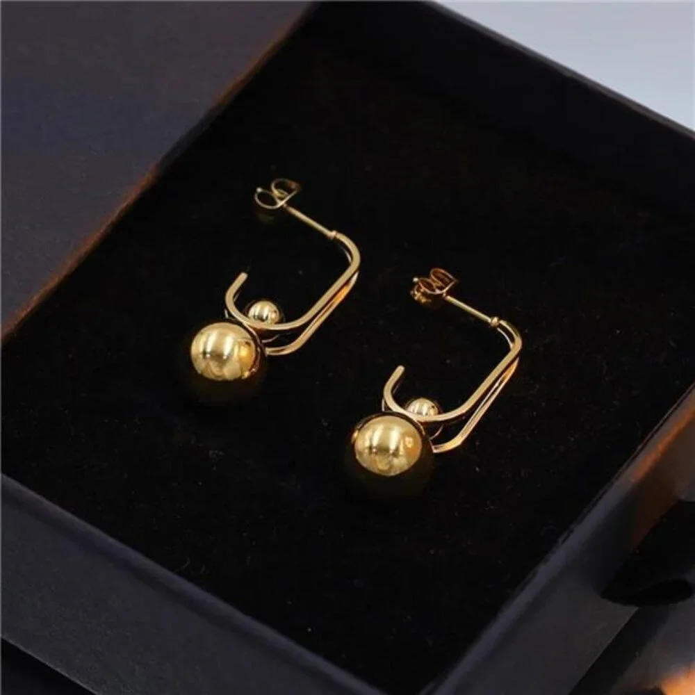 18K Gold-Plated Ball Drop Earrings - Picture 5 of 7